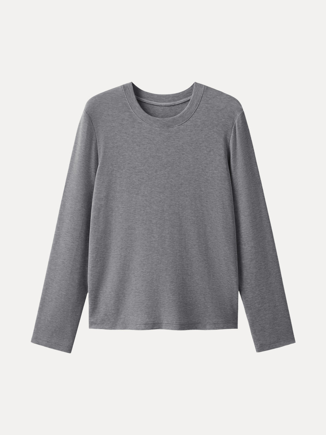 Essential Lyocell Cashmere Crewneck Long Sleeve Top Heather Grey XS