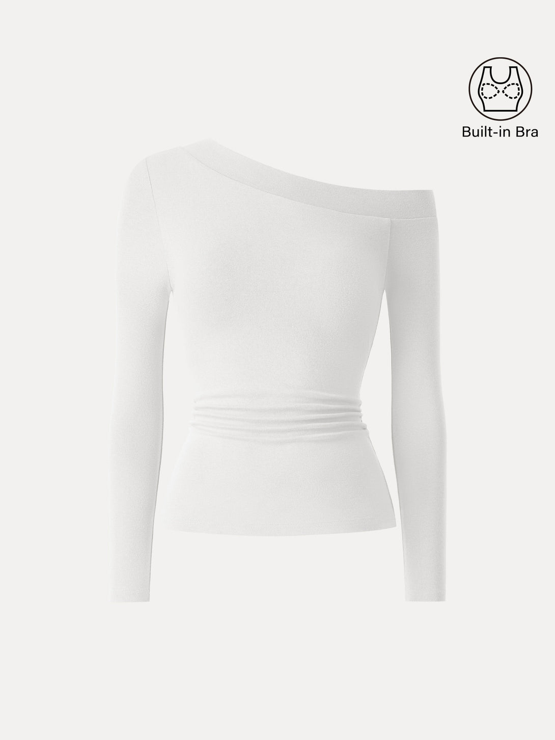 Light Warm One Shoulder Side Ruched Brami Top White XS