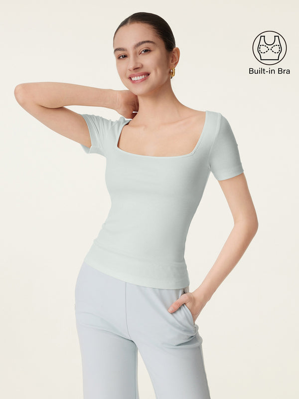 Square Neck Short Sleeve Cotton New Airy Brami