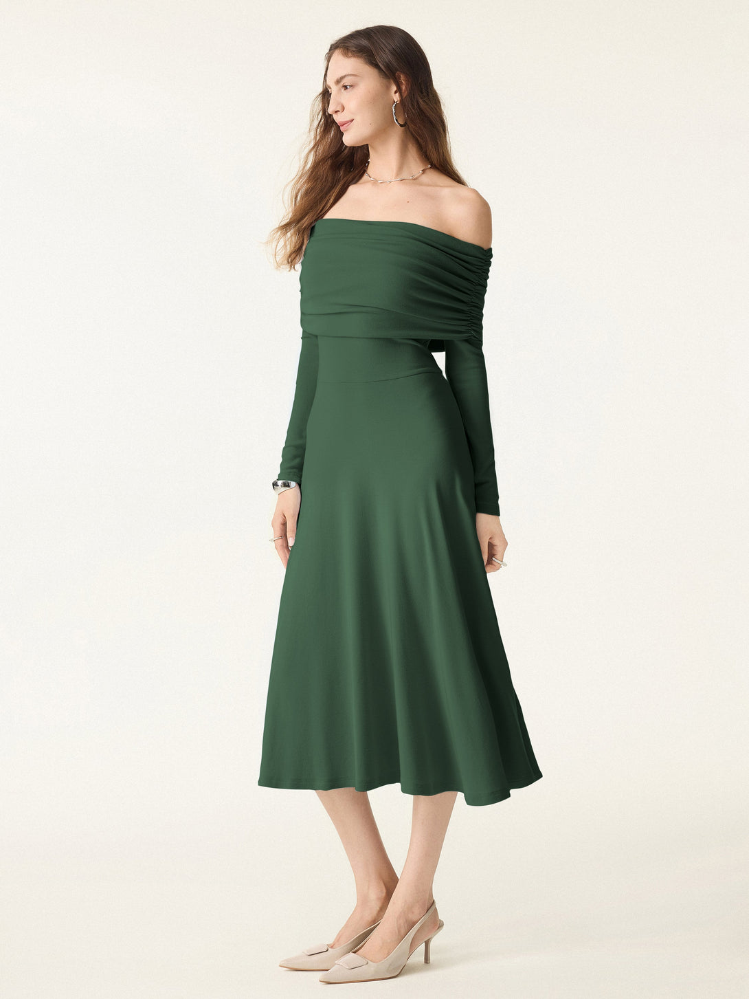 Off-Shoulder Fit-and-flare Midi Brami Dress