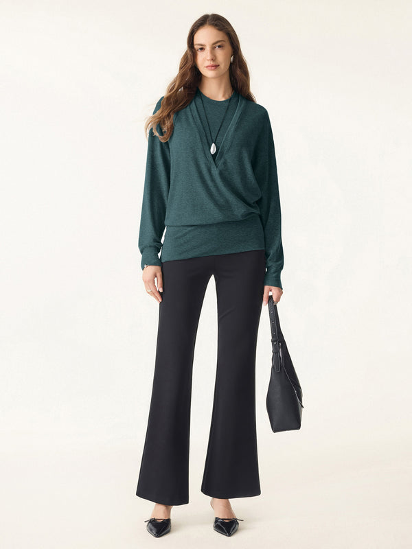 Lyocell Cashmere V-neck Drop Shoulder Top