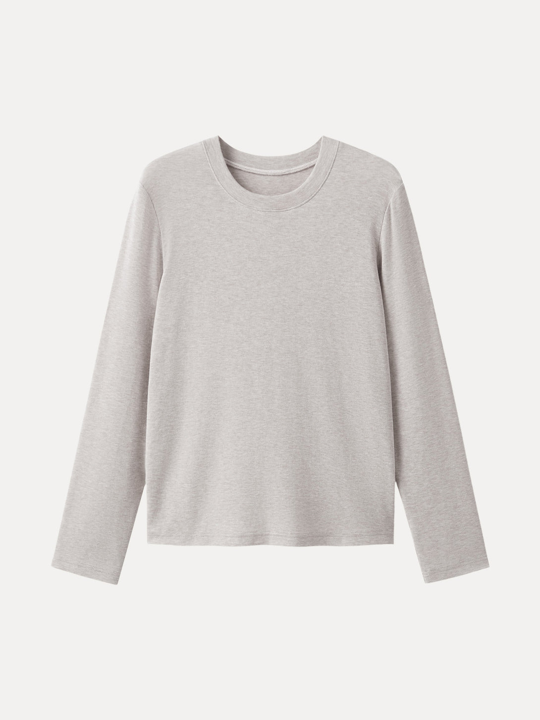 Essential Lyocell Cashmere Crewneck Long Sleeve Top Heather Fog Ivory XS