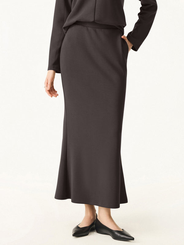 Wrinkle-Resistant Spacer Maxi Pull-on Skirt