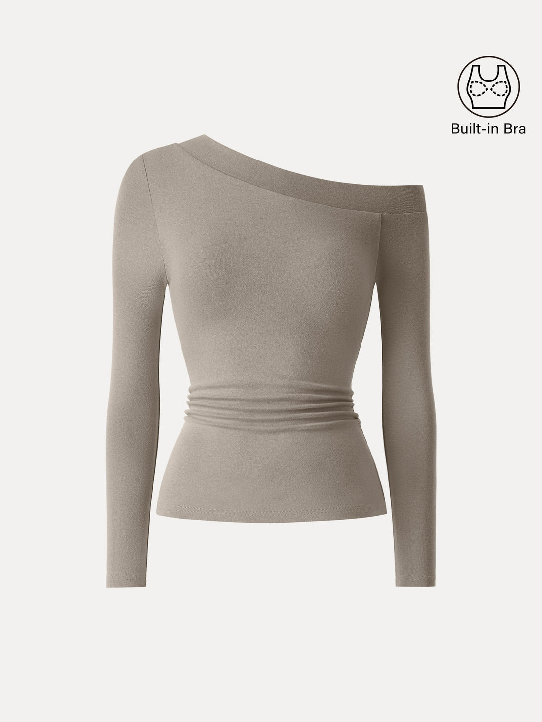 Light Warm One Shoulder Side Ruched Brami Top Griege XS
