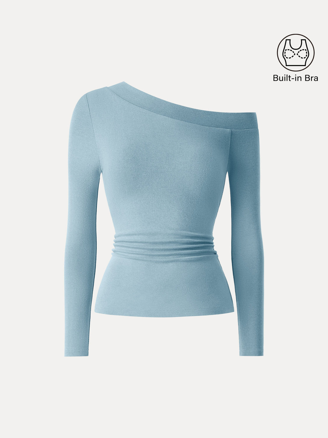 Light Warm One Shoulder Side Ruched Brami Top Sky Bubble XS