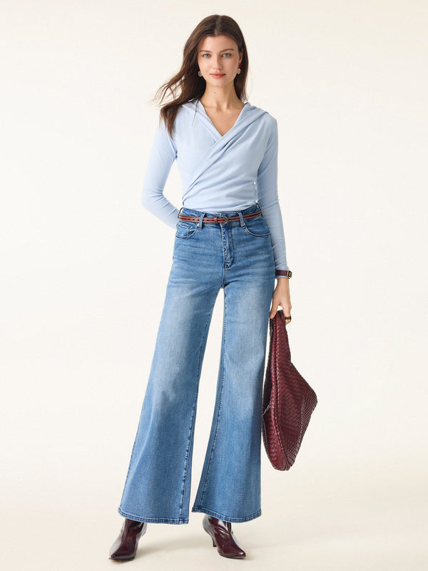 Surplice Ruched Pullover Hoodie