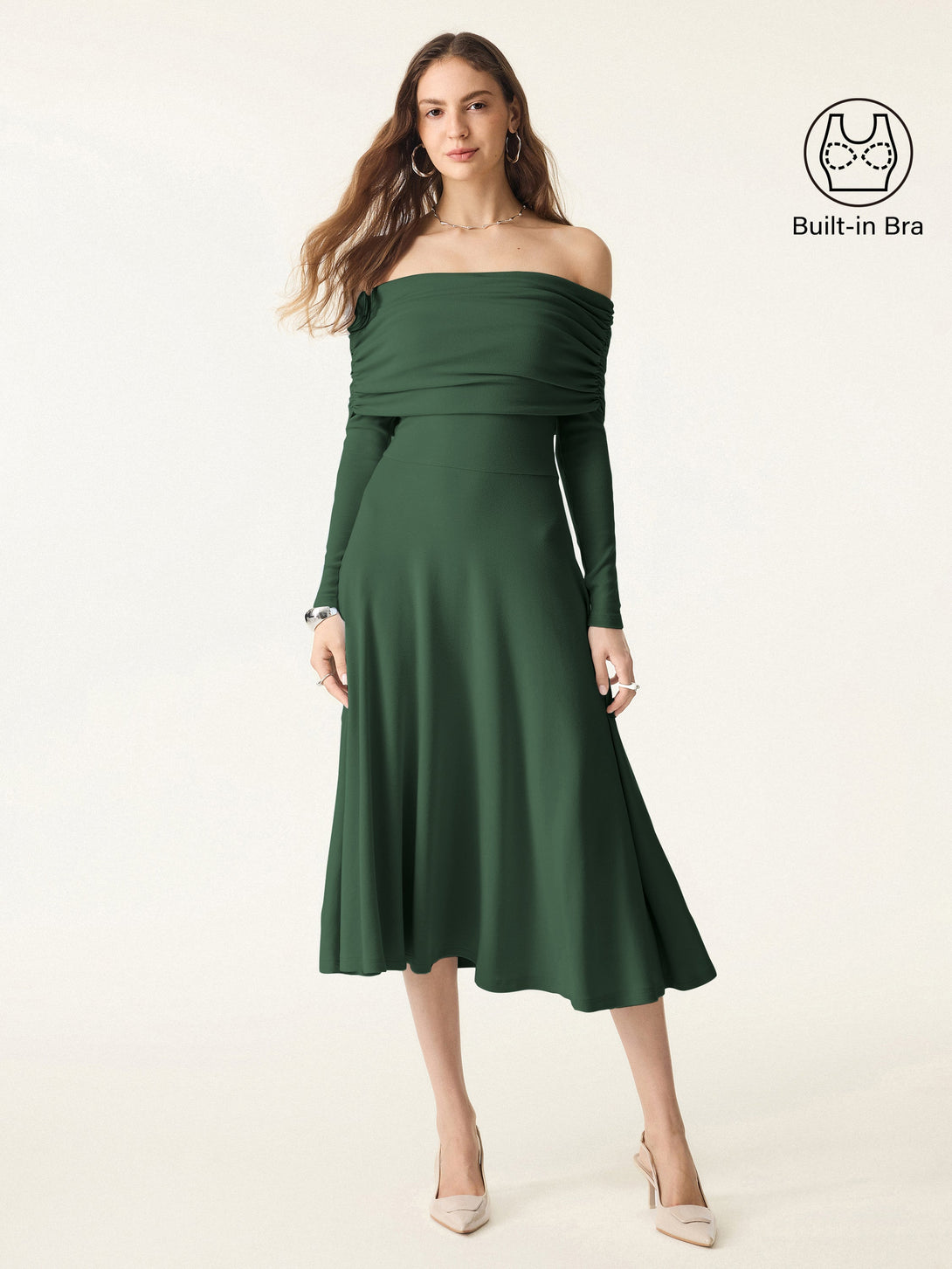 Off-Shoulder Fit-and-flare Midi Brami Dress