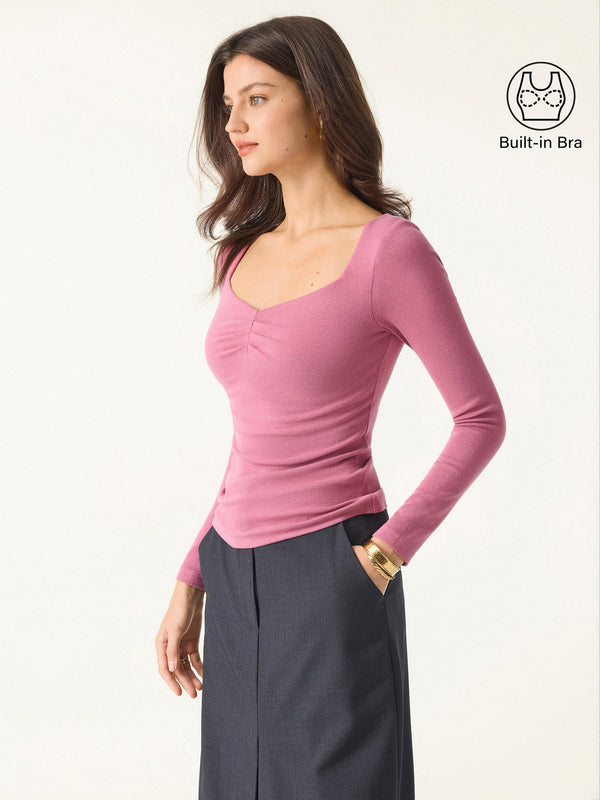 Light Warm Diamond Neck Tucked Brami Top